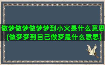 做梦做梦做梦梦到小火是什么意思(做梦梦到自己做梦是什么意思)