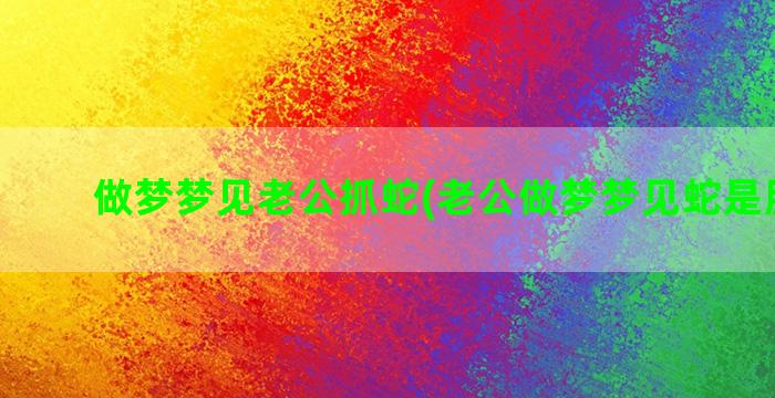 做梦梦见老公抓蛇(老公做梦梦见蛇是胎梦吗)