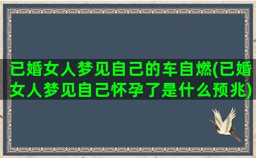 已婚女人梦见自己的车自燃(已婚女人梦见自己怀孕了是什么预兆)