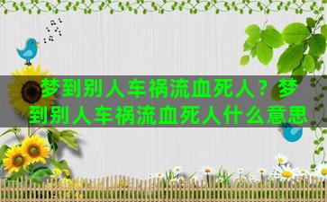 梦到别人车祸流血死人？梦到别人车祸流血死人什么意思