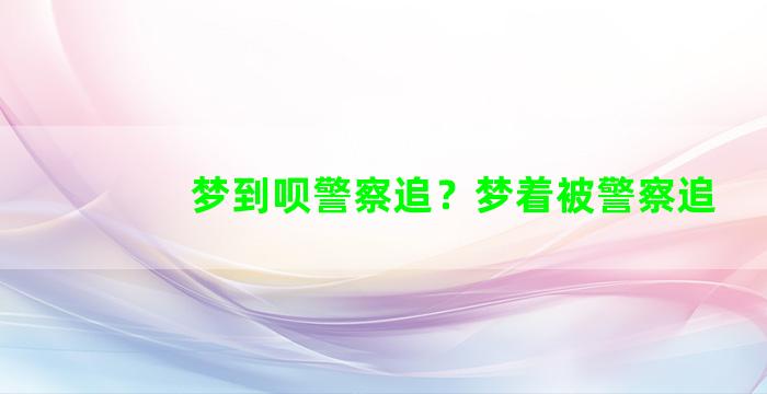 梦到呗警察追？梦着被警察追