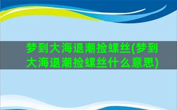 梦到大海退潮捡螺丝(梦到大海退潮捡螺丝什么意思)