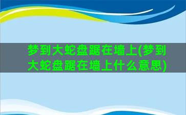 梦到大蛇盘踞在墙上(梦到大蛇盘踞在墙上什么意思)