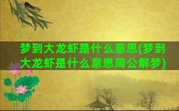 梦到大龙虾是什么意思(梦到大龙虾是什么意思周公解梦)