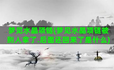 梦见水晶项链(梦见水晶项链被别人拿了.后面还回来了是什么)