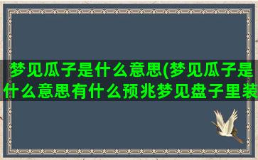 梦见瓜子是什么意思(梦见瓜子是什么意思有什么预兆梦见盘子里装满瓜子)